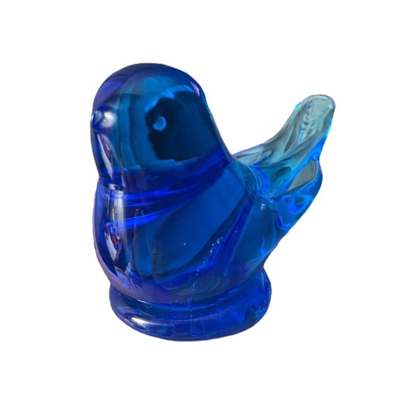 VTG ‘90 Titan Art Glass “Happy Little Bluebird” Cobalt Blue Signed Fayetteville - Picture 6 of 9